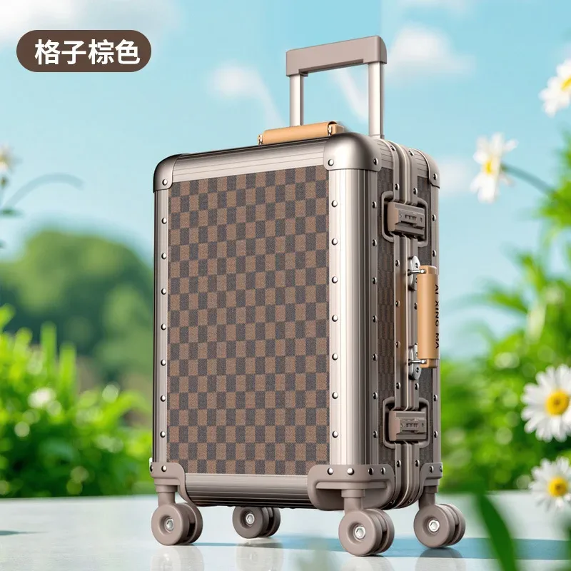 valise de voyage en alliage d'aluminium et de magnésium, bagages roulants, chariot de 20/24 pouces, valise d'embarquement de cabine à main, 100%