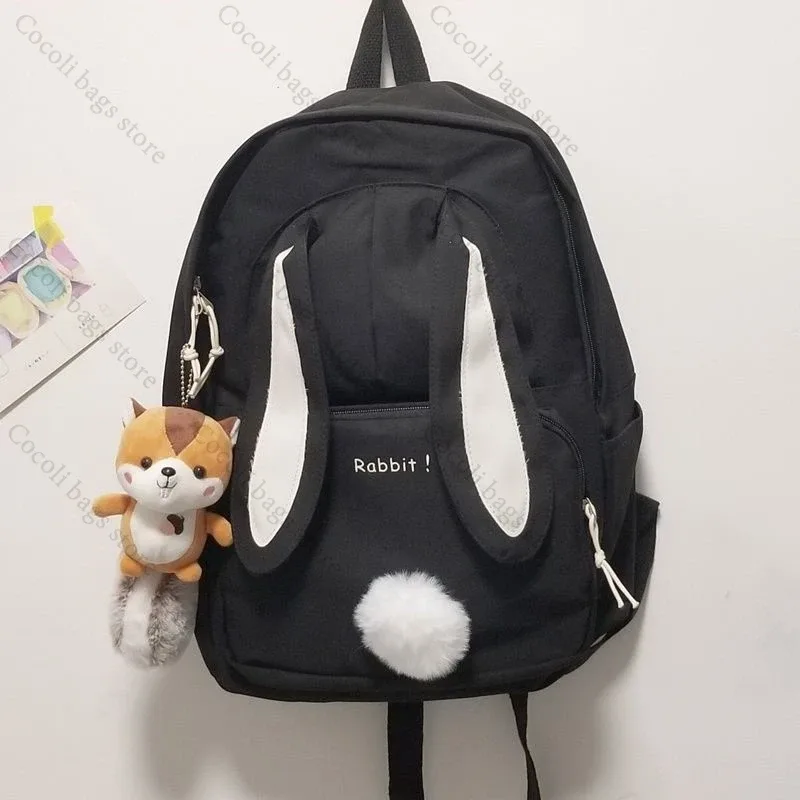 sac à dos oreilles de lapin kawaii pour filles, sac à dos d'école mignon pour filles, sac à dos à usage quotidien en nylon pour la rentrée scolaire