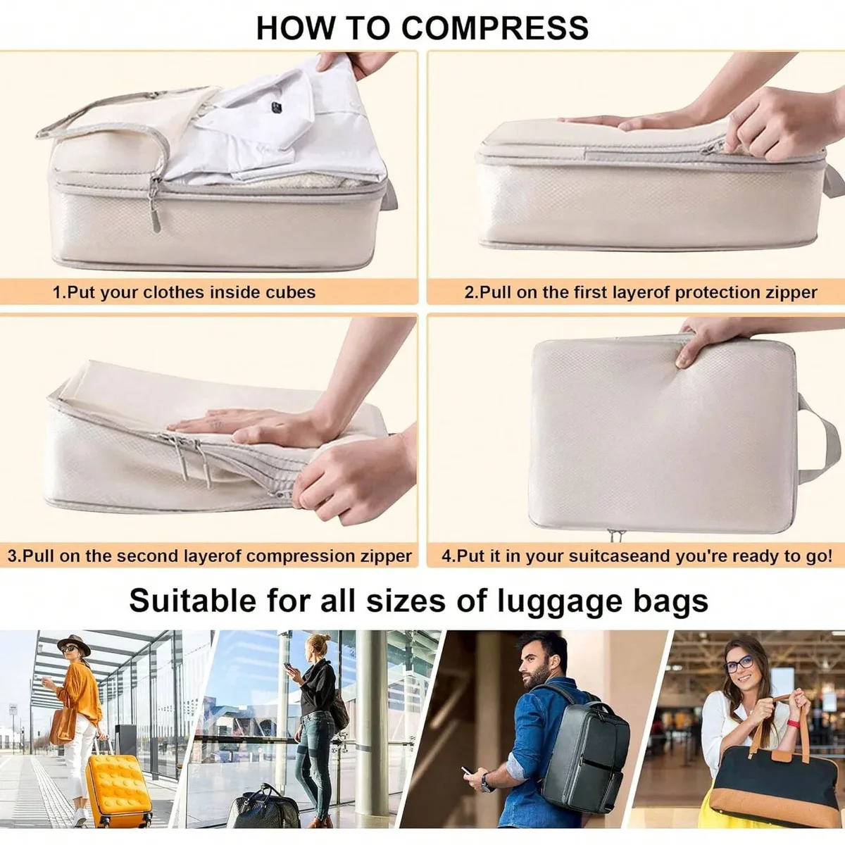 ensemble/6 pièces emballage compressible sac de rangement de voyage cubes valise étanche en nylon portable avec sac à main organisateur de bagages ryanai