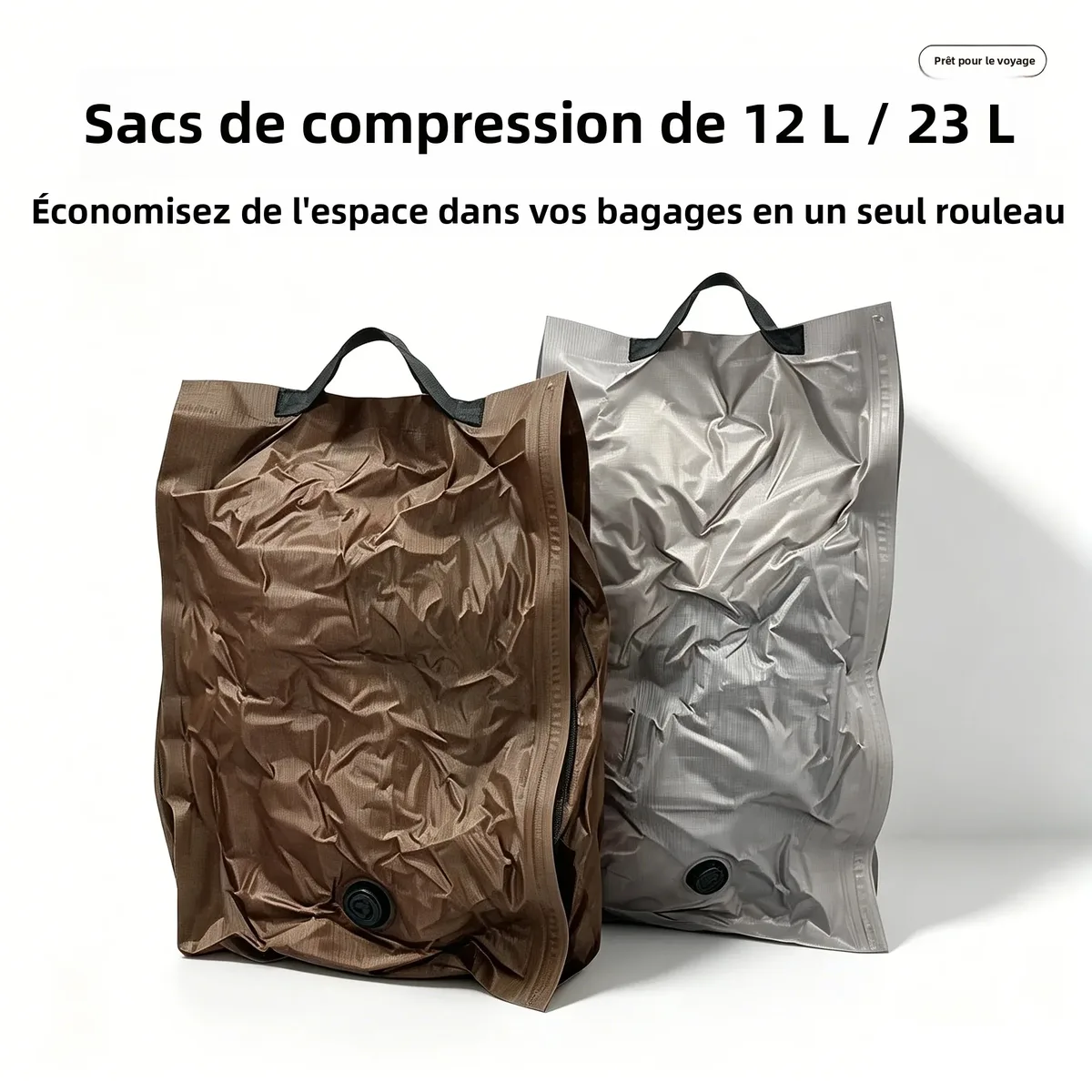 tissu vide compression pack 3d hermetique auto compression pet pe 12l 23l anti rayure abrasion, sans pompe reutilisable maison voyage bagage organisateur noir gris marron pliable compact durable leger valve unique