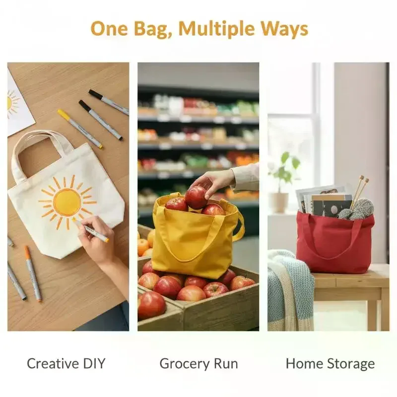 sac fourre-tout coréen en toile, simple, couleur unie, sacs de shopping, petits sacs pour le shopping quotidien, voyage, sac à main pliable, pochette de transport