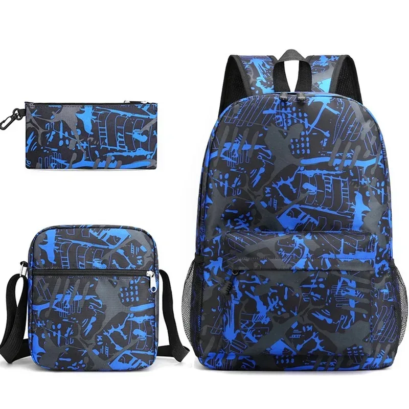 ensemble de 3 sacs à dos noirs, sacs d'école, trousse à crayons, sacs à bandoulière, sacs à dos pour garçons et filles, ensembles de sacs d'école légers, cadeau pour adolescents