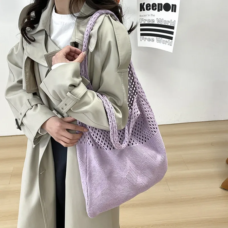 sac fourre-tout vintage chic en fil tissé avec intérieur spacieux, sac à bandoulière décontracté, sac à main utilitaire pour le shopping