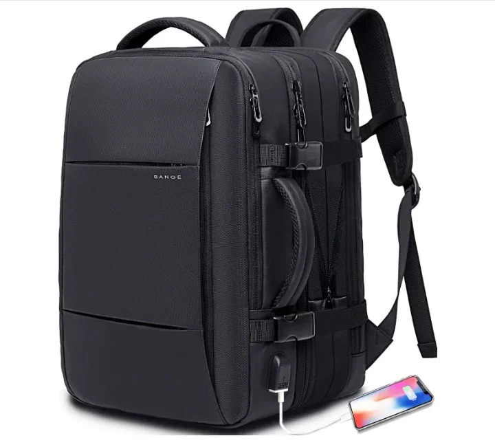 BANGE hommes sac à dos à main 45L 37L extensible hommes sacs à dos de voyage sac de jour porte-documents collège 17.3 "sac à dos pour ordinateur portable
