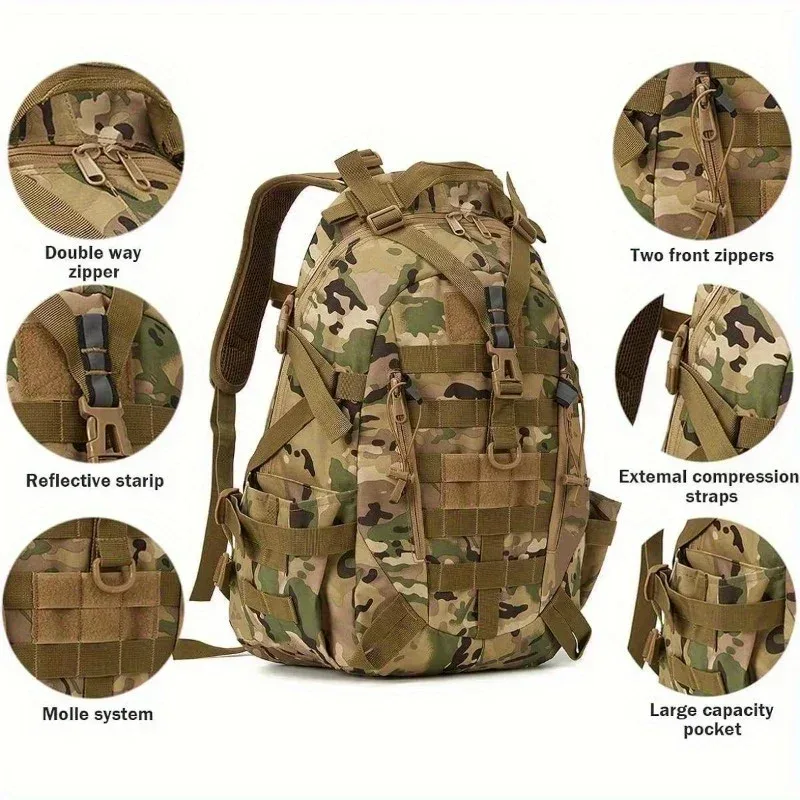 40l sac à dos tactique pour hommes camping randonnée sacs à dos réfléchissant sacs de voyage en plein air survie molle escalade sac à dos