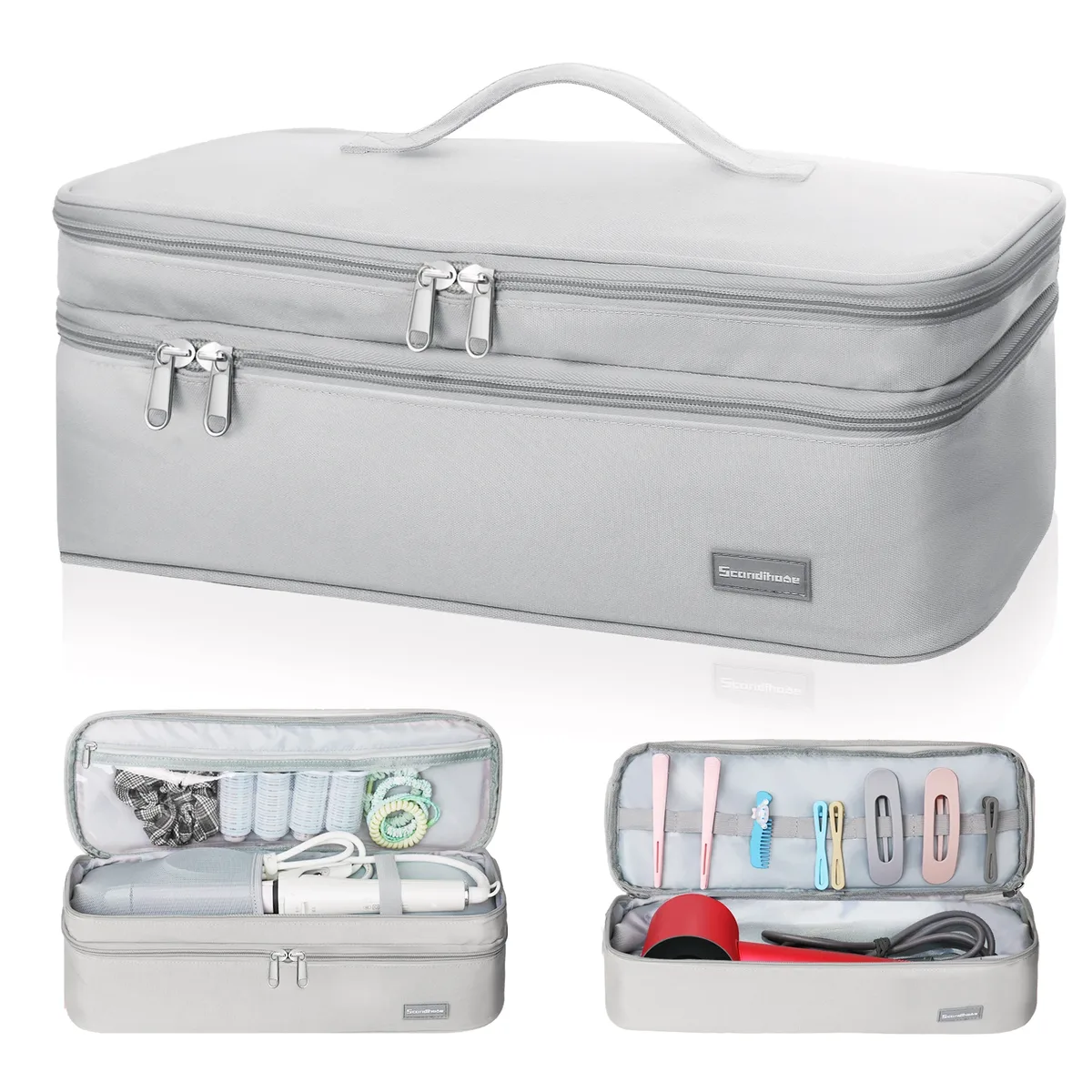 mallette de transport de voyage à double couche, sac de rangement d'accessoires de rêves, sac d'évaluation portable, volumateur de sèche-cheveux en une étape, brosse à air chaud