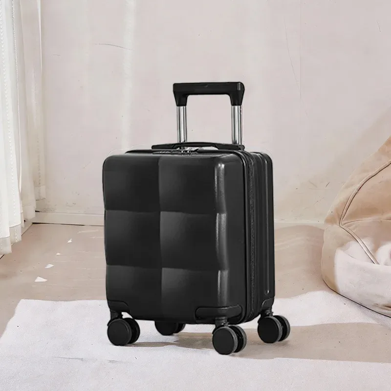 petite valise de cabine de 14 pouces, légère, en matériau abs, avec roulettes pivotantes à 360°, ouverture à fermeture éclair, imperméable et résistante aux rayures