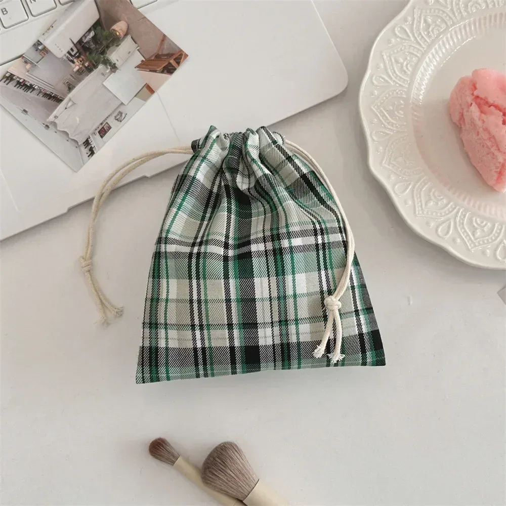 sacs à cordon imprimés en grille, sac à main pour femmes, porte-monnaie, pochette pour clés, rouge à lèvres, sac de rangement pour bijoux, sac anti-poussière, sacs à cordon