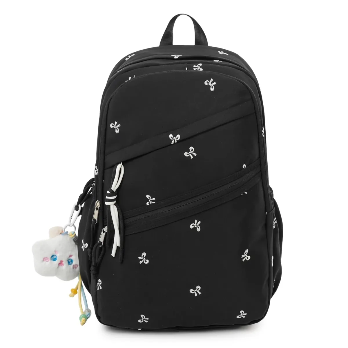 sacs à dos tendance en nylon brodés avec nœud, collection printemps/été 2026, nouveaux sacs polyvalents grande capacité pour étudiants et trajets quotidiens