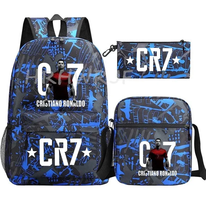 ensemble de sacs à dos imprimés sports cr7 pour adolescents, sacs d'école décontractés adaptés aux garçons et aux filles, mochilas de voyage légères