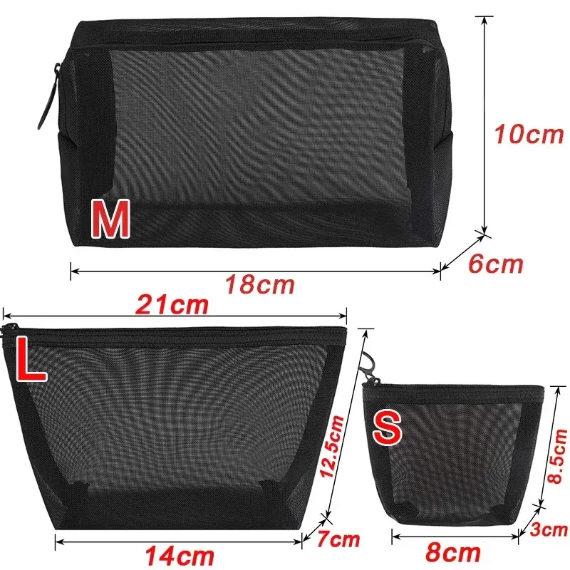 sac à cosmétiques en maille pour femmes, sac de rangement de voyage, organisateur de maquillage, pochette de maquillage portable, petite et grande trousse de toilette, étui de beauté