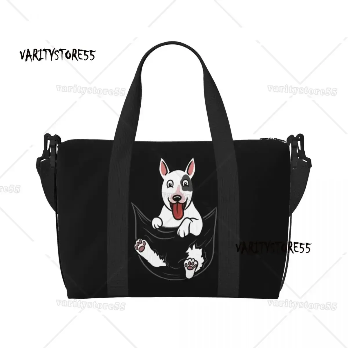 sac fourre-tout personnalisé à motif répété de chien bull terrier pour femmes, sac de voyage à bandoulière de grande capacité pour animaux de plage et de gymnastique