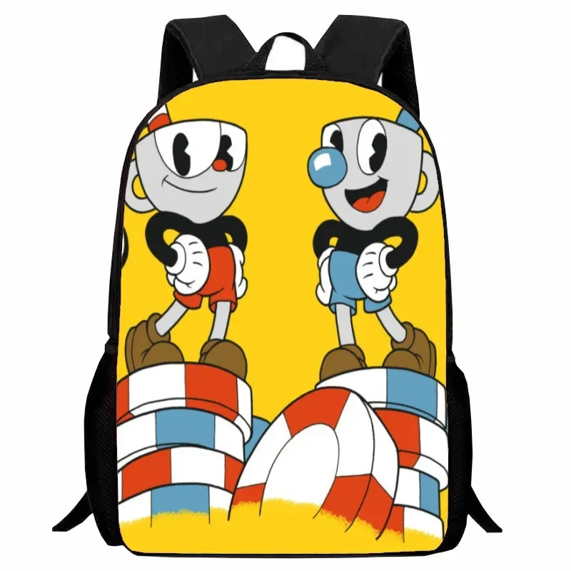 cuphead étudiant sac à dos dessin animé tasse à thé tête sac à dos léger 123 qualité garçons et filles