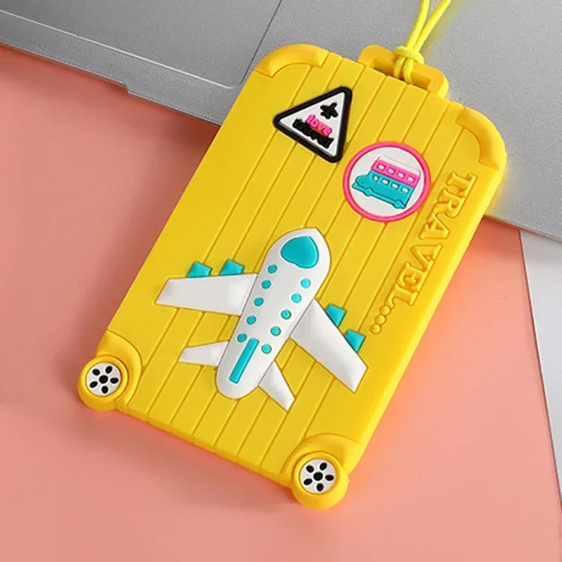 étiquette de bagage portable en pvc, porte-étiquette d'adresse de valise, sangle de bagage, étiquettes de nom de bagage, accessoires de voyage