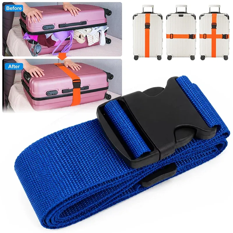 nouvelle sangle de bagage réglable de 2 m, ceinture croisée pour l'emballage, sangle de voyage en nylon avec boucle de verrouillage, ceintures pour bagages, accessoires pour sacs de camping