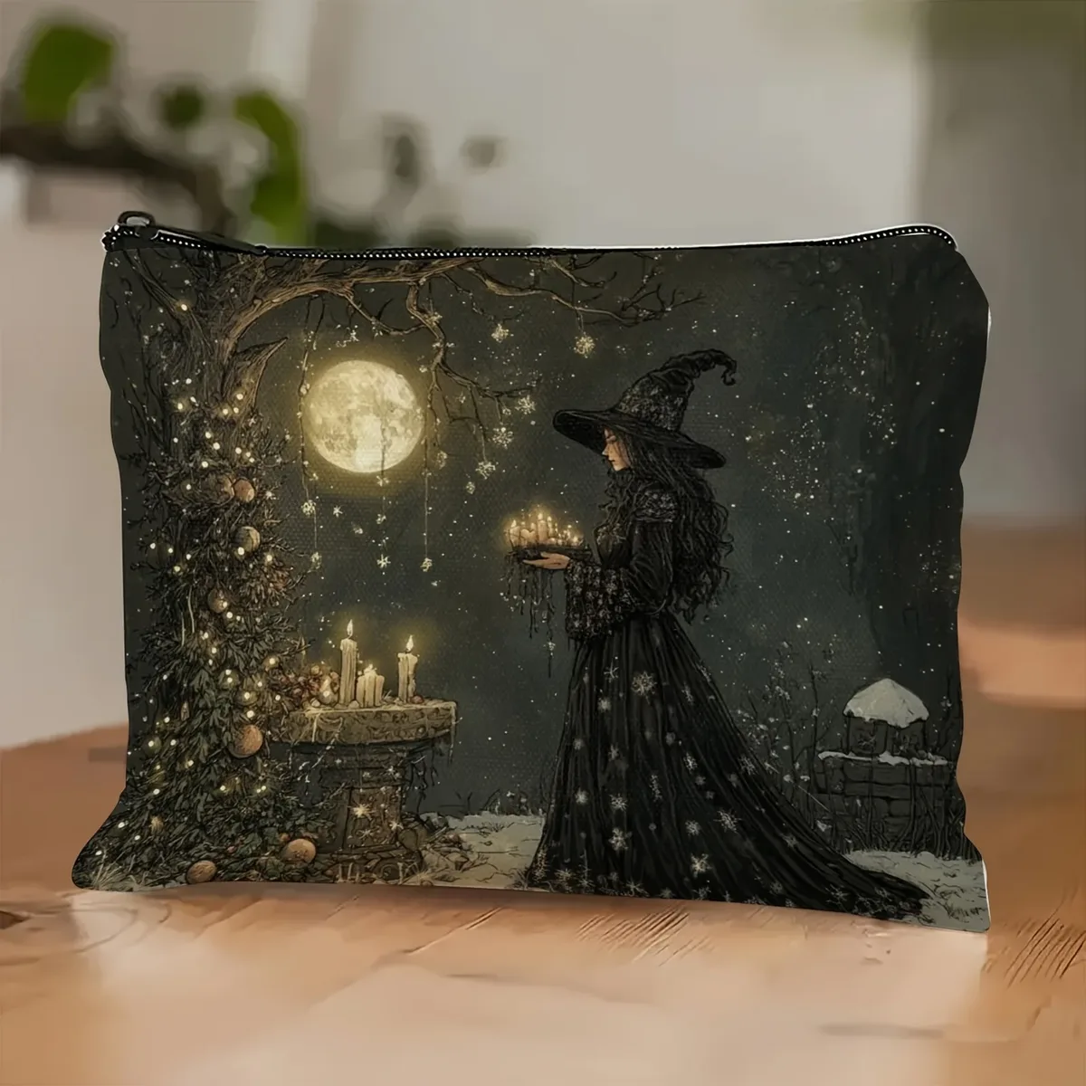 trousse de maquillage unisexe pour adultes, sac de rangement multifonctionnel durable sur le thème de la sorcière, couleurs mélangées, avec fermeture éclair pour sac de voyage pour étudiant et sœur