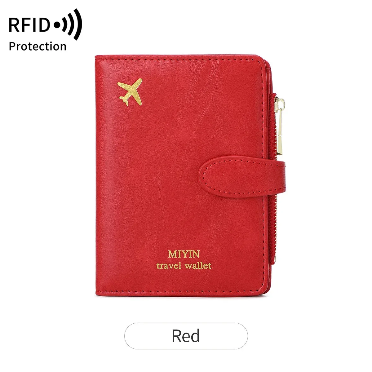 porte-passeport à motif avion, multifonctionnel, pour carte d'identité, carte bancaire, rfid, avec clip, en cuir pu, accessoires de voyage