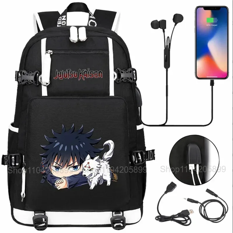 sacs à dos jujutsu kaisen, mochila anime, cartable pour étudiants et adolescents, sac à dos décontracté pour hommes et femmes avec charge usb, sac à dos pour ordinateur portable, voyage en plein air