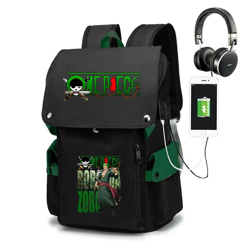 sac à dos d'école imprimé one piece zoro, sac à dos décontracté de grande capacité, sac de voyage pour enfants et adolescents
