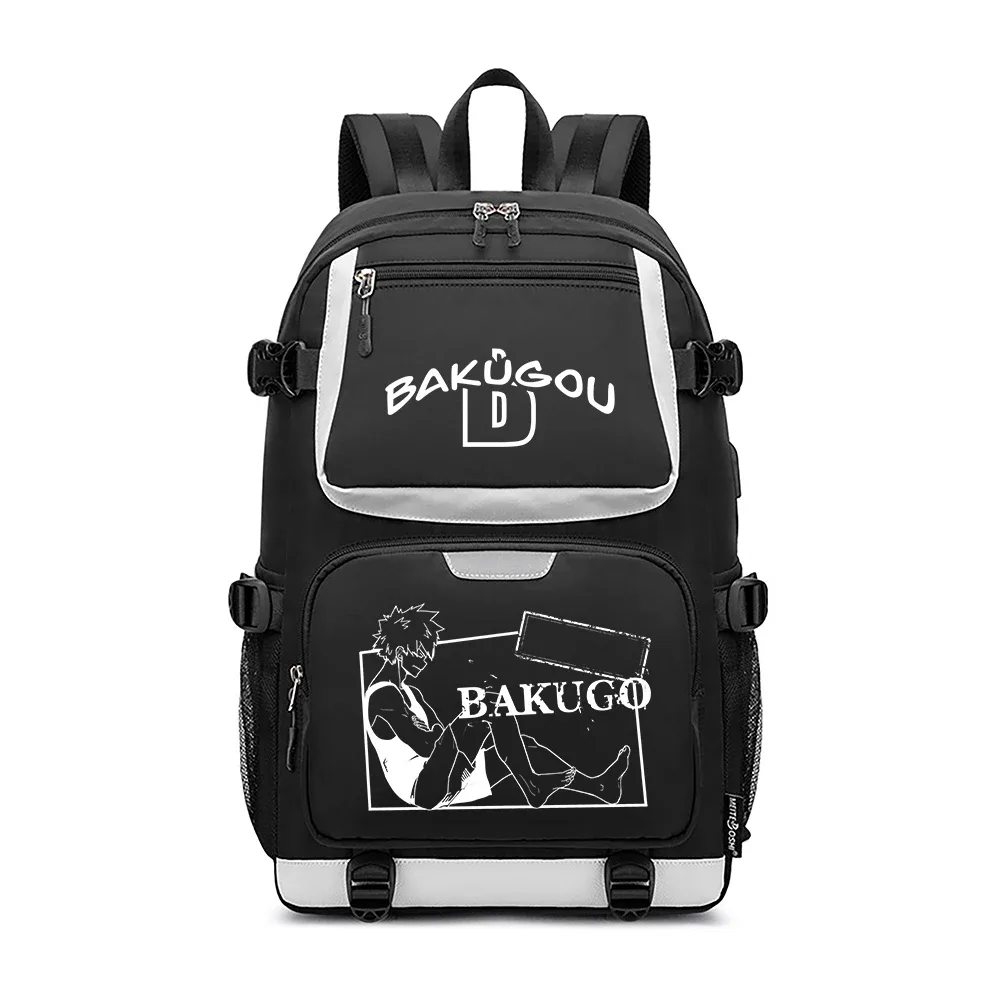 sacs d'école mha, sac à dos oxford, sac à dos de voyage bakugou katsuki, sac à dos pour ordinateur portable avec chargement usb, sacs à bandoulière anime