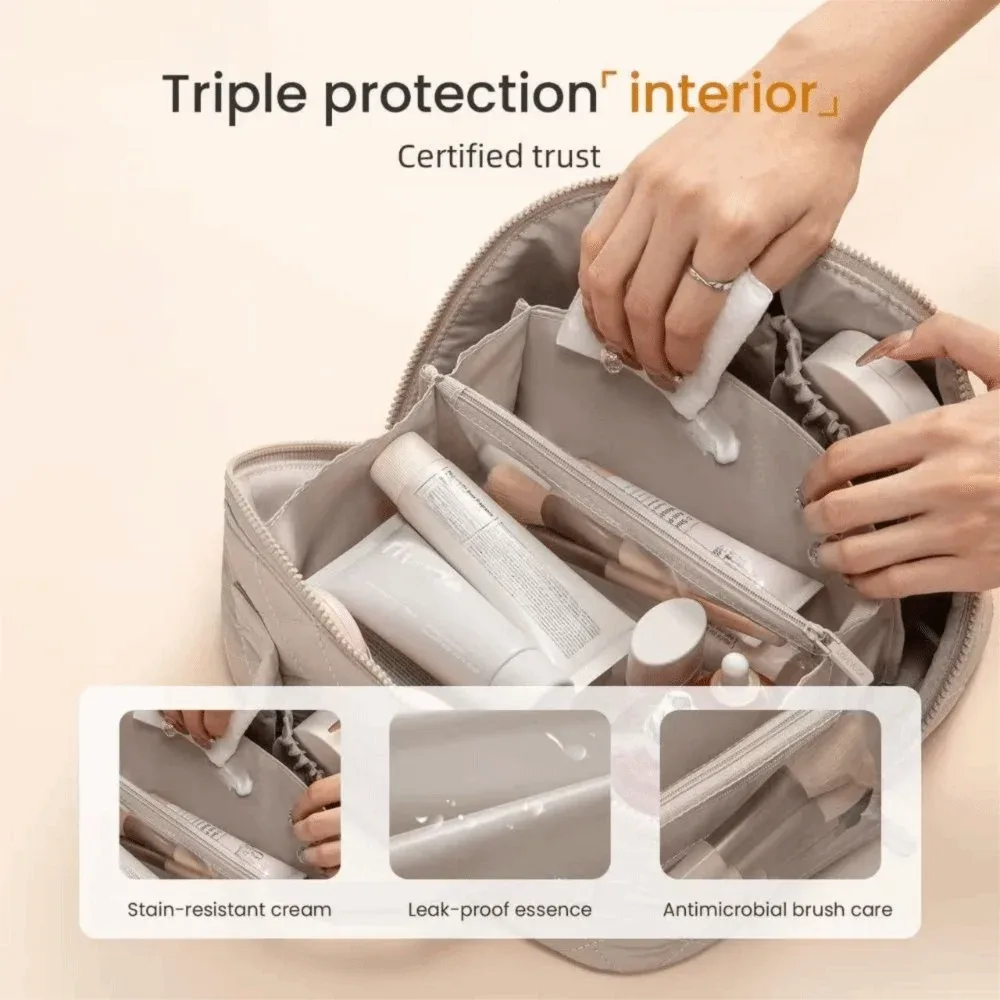 nouvelle trousse de maquillage pour femmes, grande capacité, pliable à plat, légère, portable, trousse de toilette, trousse à cosmétiques, sac de voyage et d'affaires