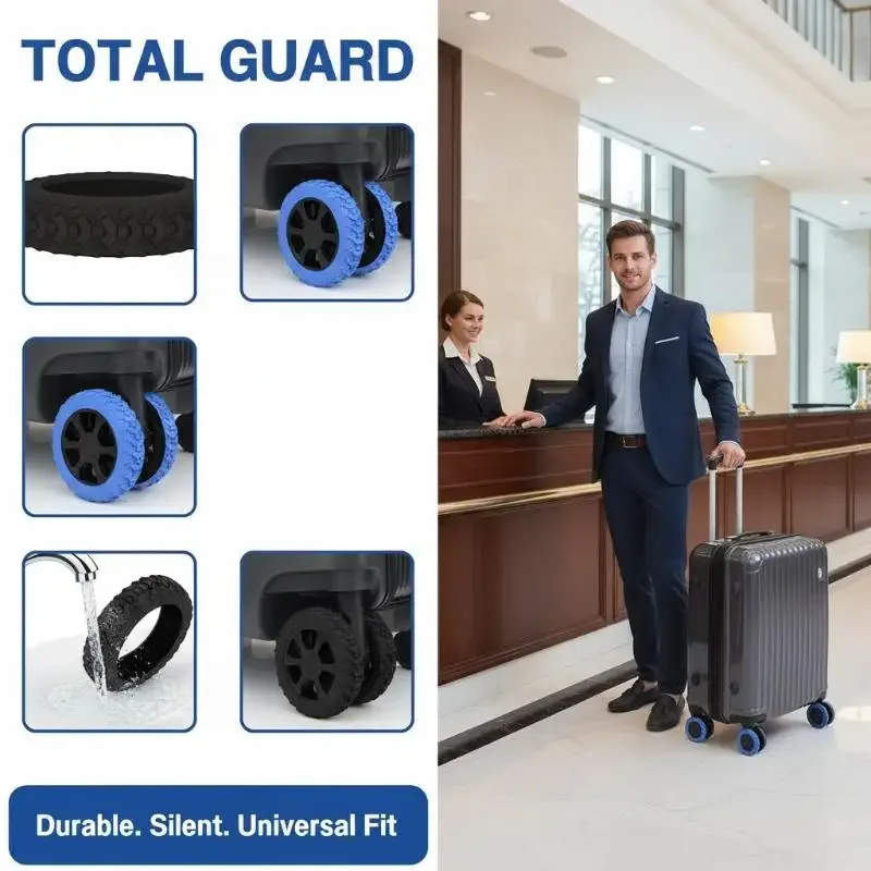 protecteur de roulettes de valise universel 5cm-7.5cm, 8 pièces, couvre-roues en silicone flexible, anti-usure