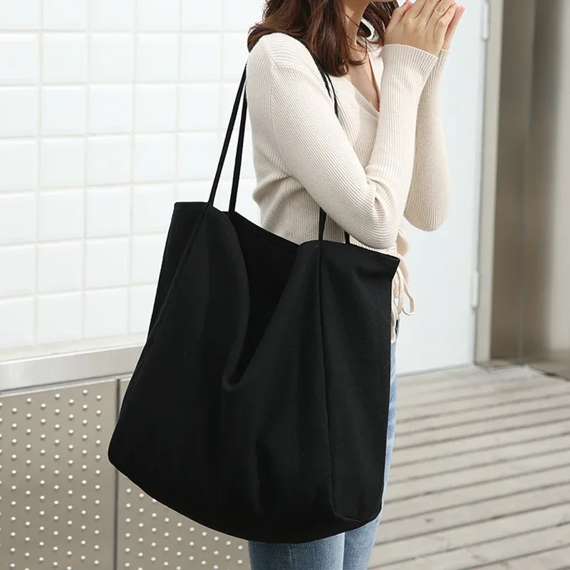 grand sac de shopping en toile pour femmes, fourre-tout solide réutilisable, extra large, sac à main d'épicerie, sacs à bandoulière écologiques pour dames, bourse en tissu épais