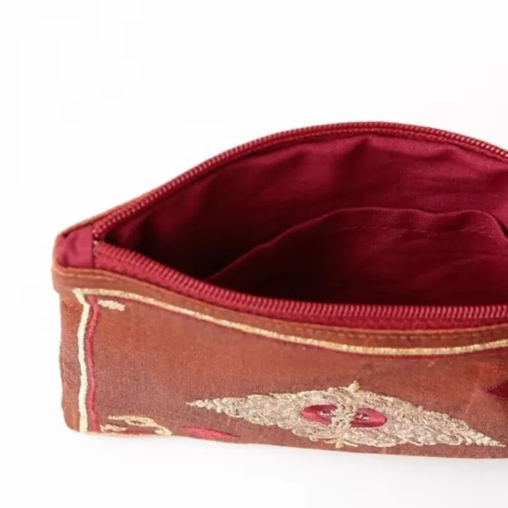 nouvelle trousse à cosmétiques brodée à la main, style ethnique, sac portable pour monnaie et cartes, motif rétro de cartes à jouer, sac de rangement à franges