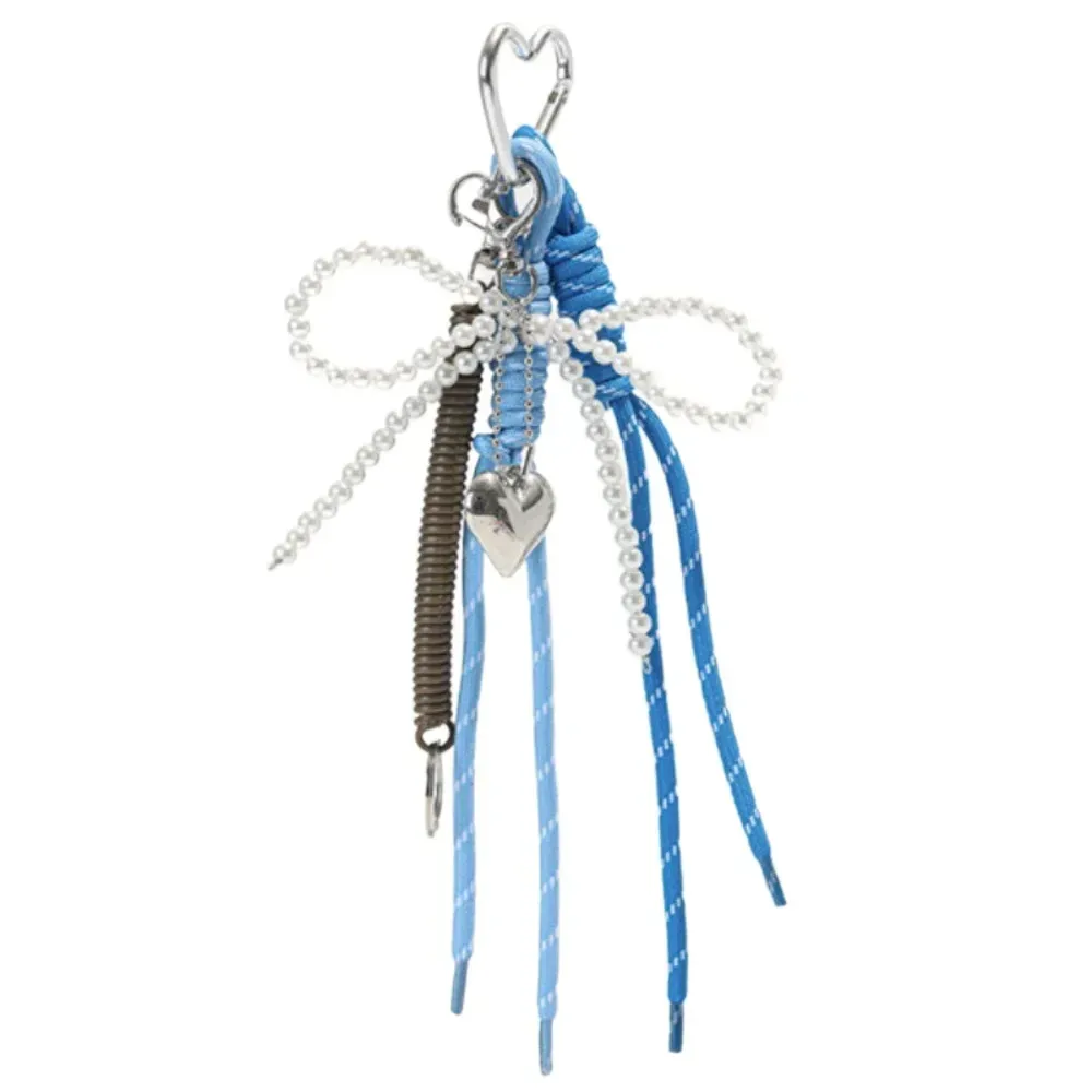 porte-clés créatif en cuir brcorporelle avec nministériels d en perles, long pompon, amour, cœur, pendentif pour sac à dos, breloques faites à la main, cadeau décoratif, y2k