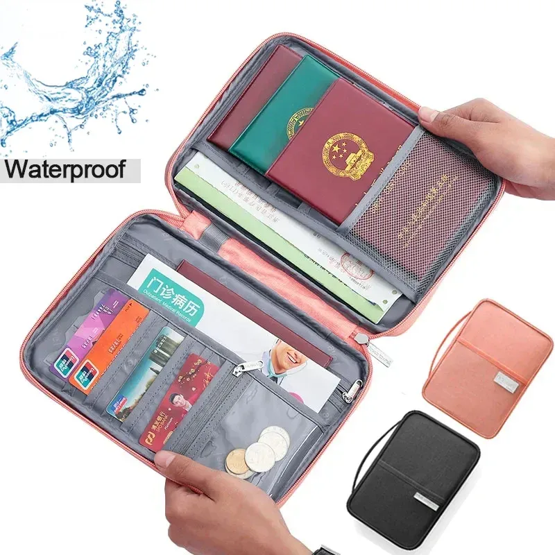 Sac Organisateur de Documents Familial Imperméable, Housse Porte-Passeport Multifonction pour Hommes et Femmes, Pochette d'Accessoires de Voyage Essentiels