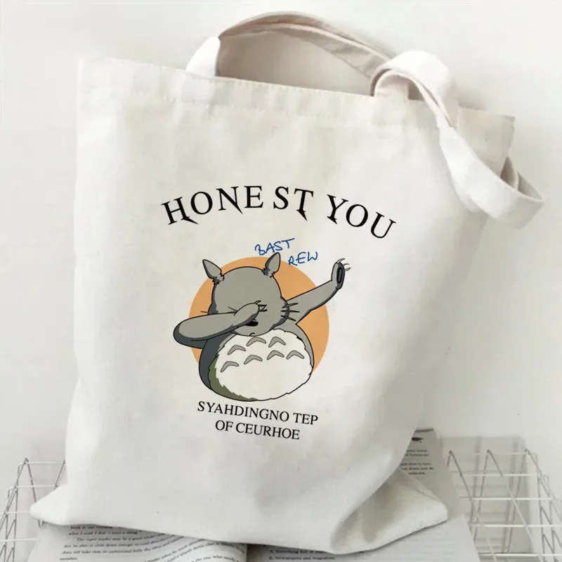 femmes dessin animé eco réutilisable sac à provisions femme épaule shopper sac fourre-tout studio ghibli collège sac à main rétro grandes dames