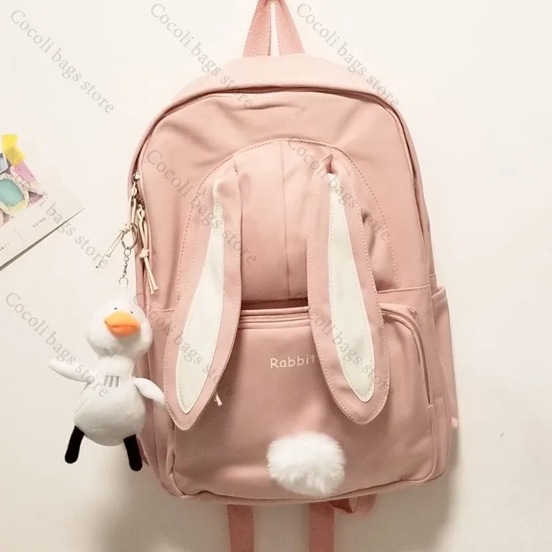 sac à dos oreilles de lapin kawaii pour filles, sac à dos d'école mignon pour filles, sac à dos à usage quotidien en nylon pour la rentrée scolaire