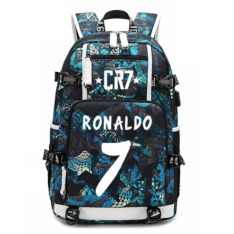 sac à dos d'étudiant cr7 football star, sac à dos camouflage à double bandoulière, sac à dos décontracté pour voyage et randonnée, sac à dos pour adolescents avec capacité pour ordinateur portable, mochilas