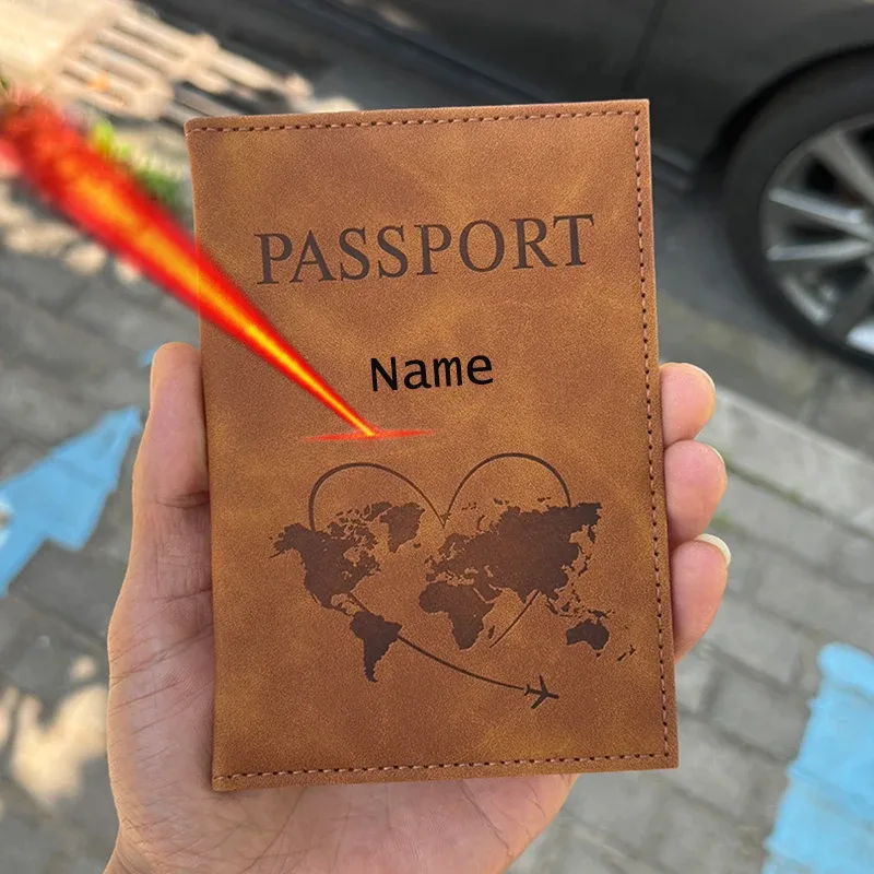 porte-passeport avec nom personnalisé, portefeuille de voyage, couverture en cuir gravé, cadeaux de voyage, accessoires de voyage pour femmes et hommes