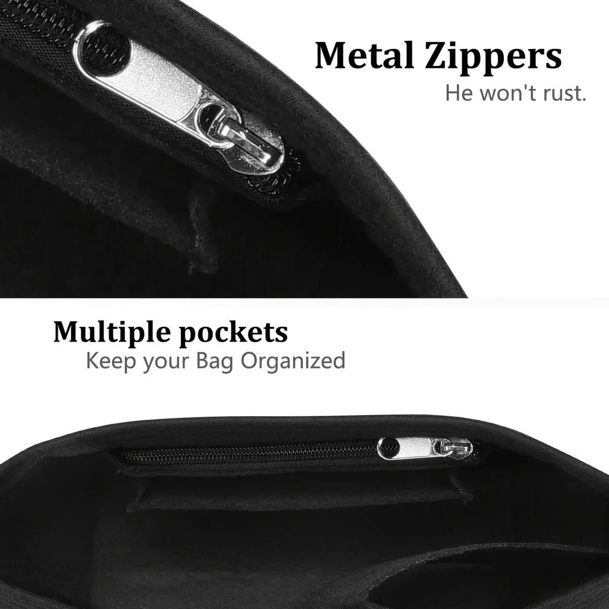 organisateur de sac fourre-tout en feutre avec fermeture éclair, insert multi-poches pour sac à main longchamp, rangement de maquillage, doublure de voyage