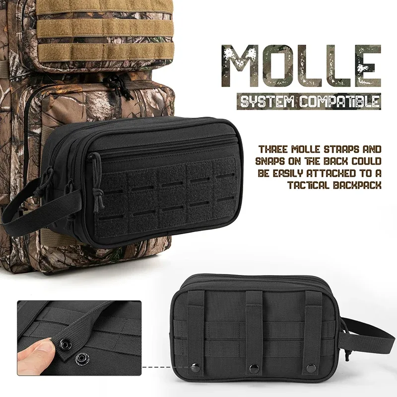 lhi trousse de toilette tactique pour hommes sac d'hygiène compartiment étanche outil de voyage molle petit kit dopp