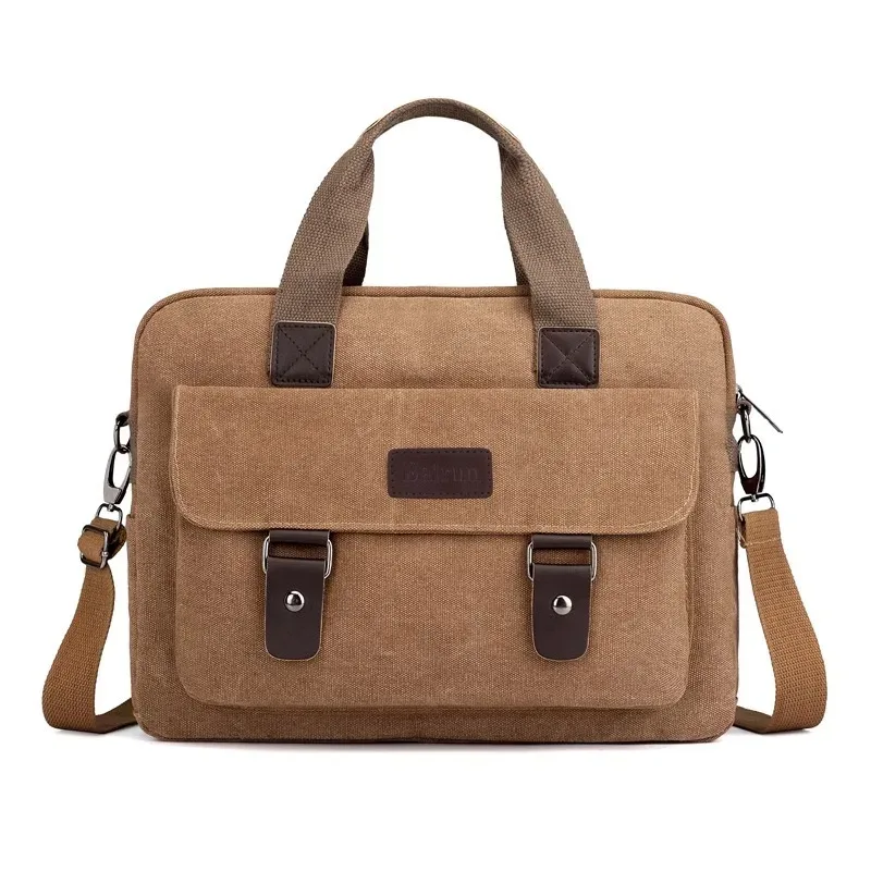 porte-documents en toile pour hommes, mallette de styliste pour le travail et les affaires, cartable décontracté de grande capacité pour étudiants, fourre-tout à bandoulière pour ordinateur portable de 14 pouces