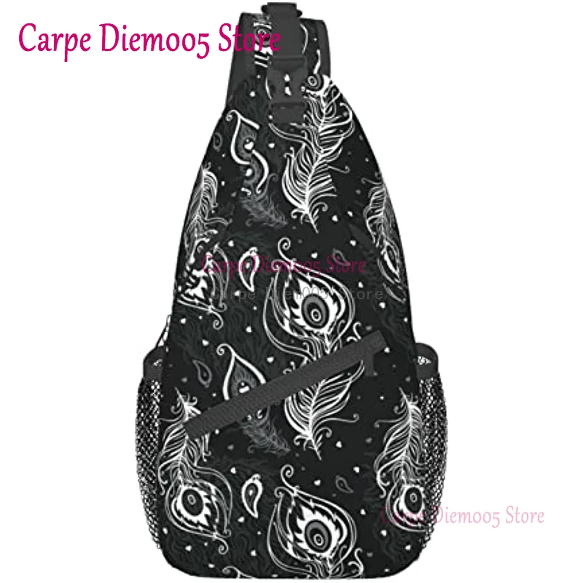 sac à bandoulière plume de paon, sac à dos de randonnée, sac de jour, sac de poitrine, sac à bandoulière pour femmes et hommes