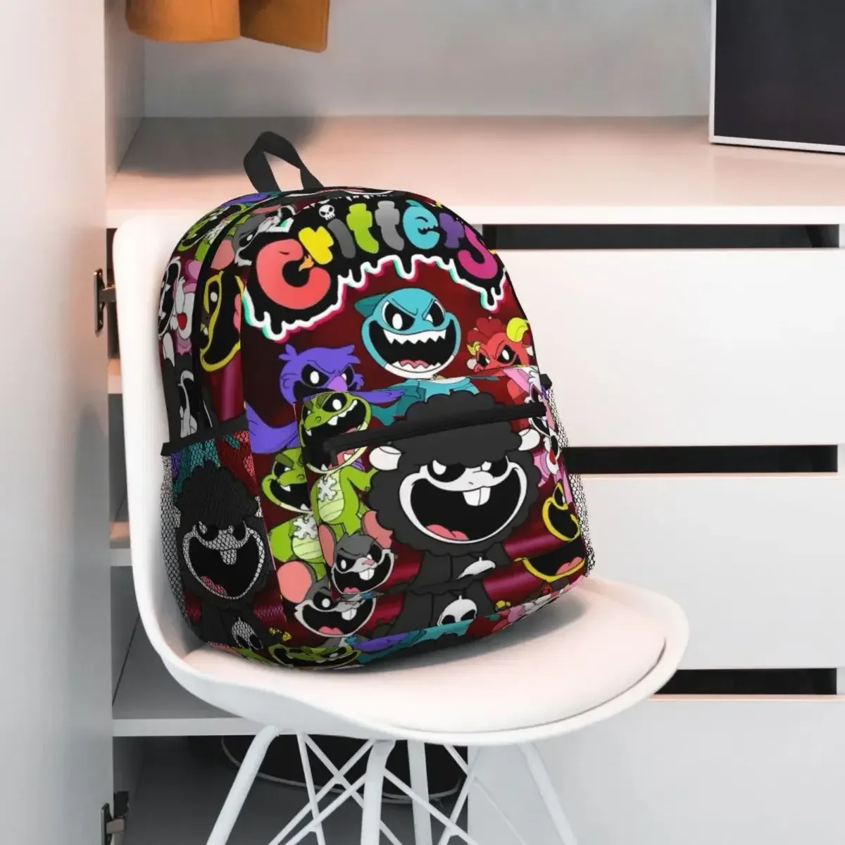 sac à dos d'étudiant avec motif de dessins animés nightmare critters, sac d'école, sac à dos de randonnée, sac de voyage pour hommes et femmes, sac à bandoulière tendance