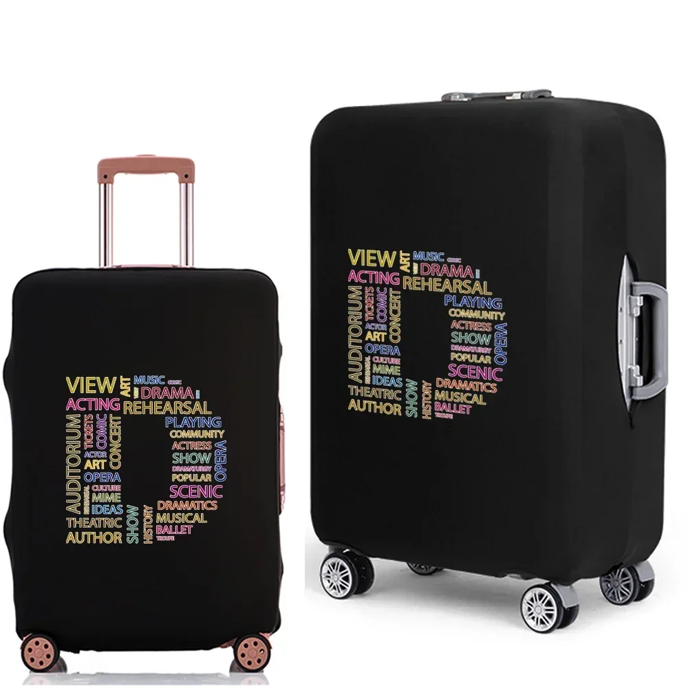 étui à bagages 2022, housse de protection avec texte 26 lettres, motif de voyage, élastique, housse anti-poussière pour valise de 18 à 28 pouces