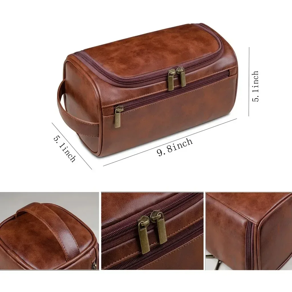 sac étanche pour hommes avec nom gravé, nom personnalisé, cuir pu durable, multi-usage, idéal pour le rasage, les voyages, les affaires, trousse de maquillage