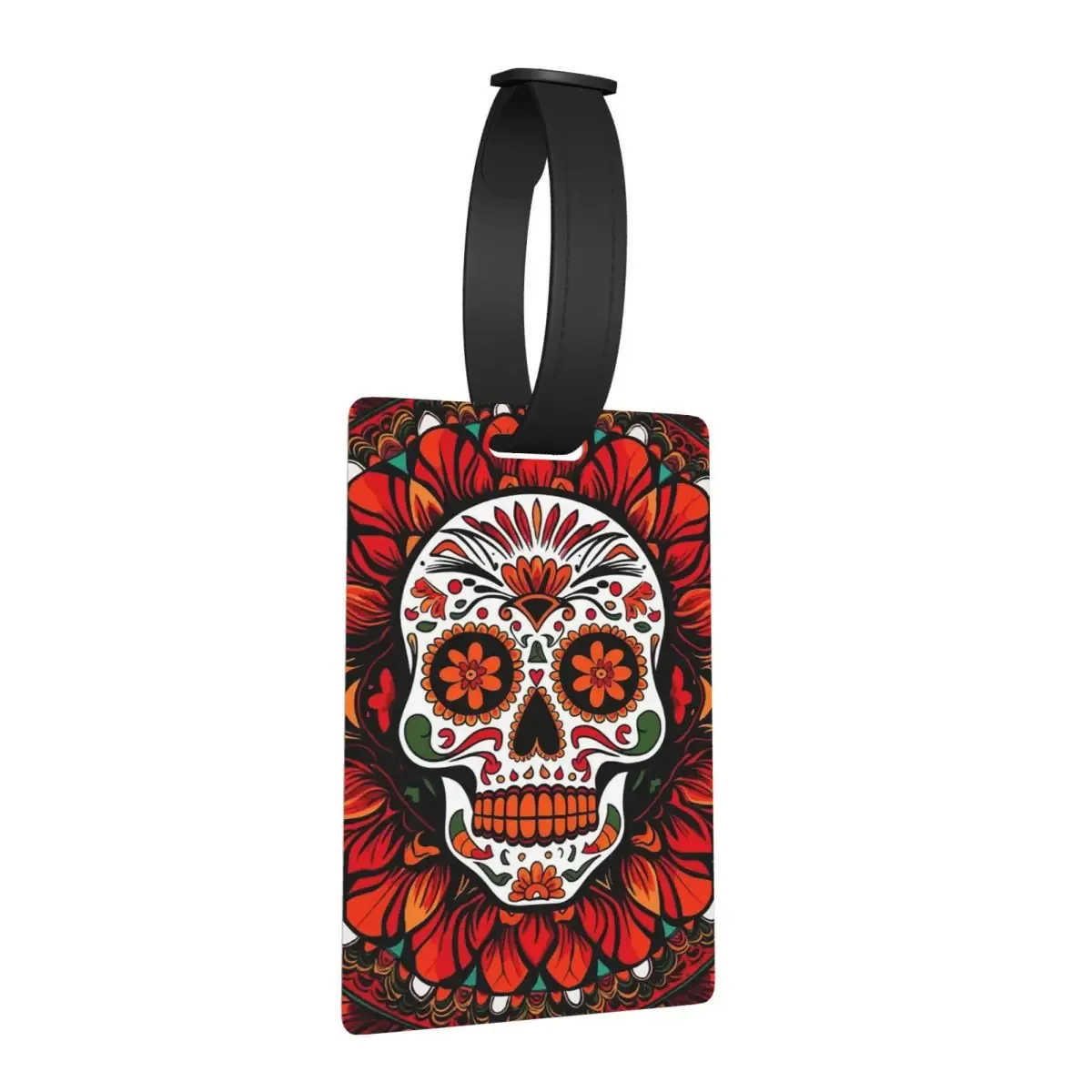 étiquettes à bagages avec illustration de crâne mexicain calavera, accessoires pour valises, étiquette de bagage de voyage, porte-étiquette d'embarquement, porte-nom, adresse