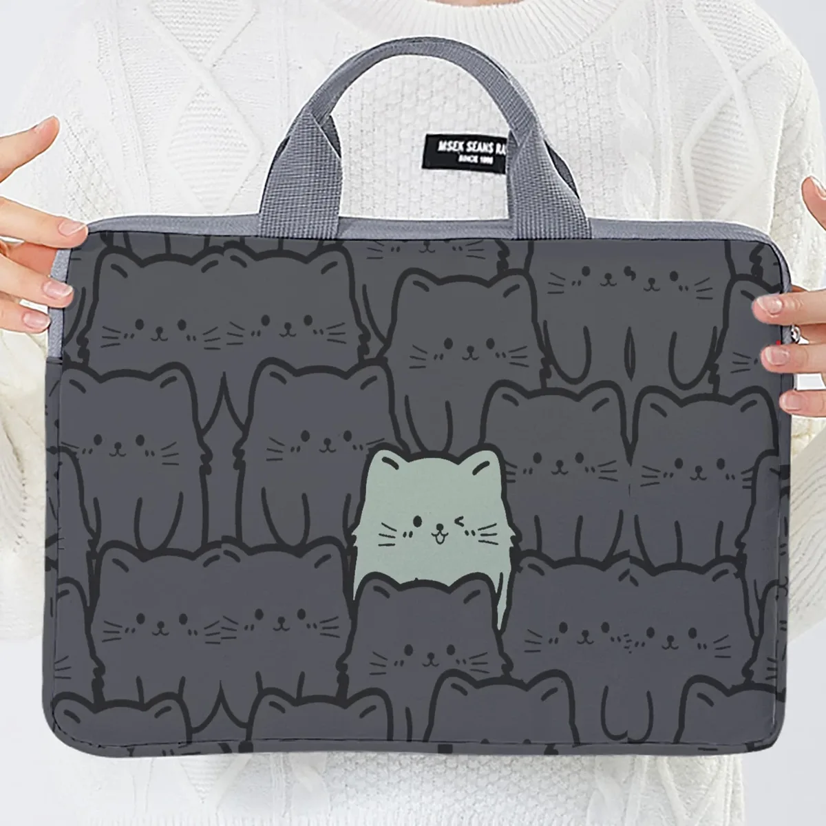 ensemble 1 pièce, sac pour ordinateur portable à motif de chat, mallette, adapté aux ordinateurs portables de 14 pouces, sac pour ordinateur portable fixe