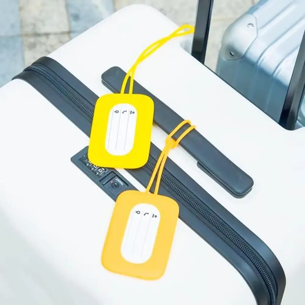 étiquette de bagage universelle en silicone, anti-perte, avec lanière, étiquette de carte d'embarquement, nom souple, adresse de téléphone, voyage