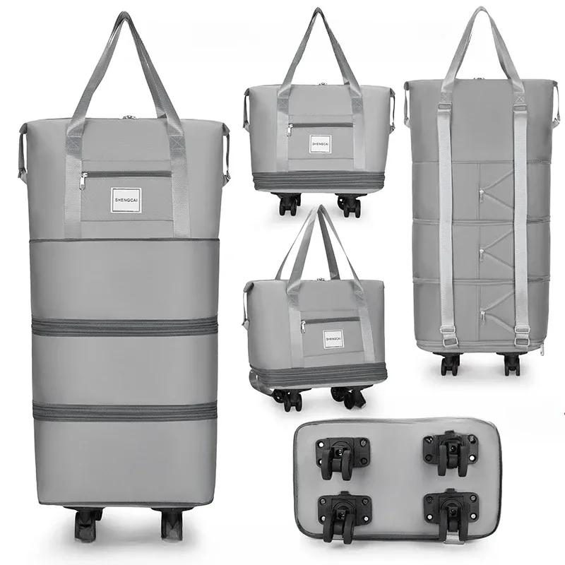 sac de voyage sac à dos grande capacité démontage roue universelle sac de rangement bagages portable double couche sac vérifié avec roue