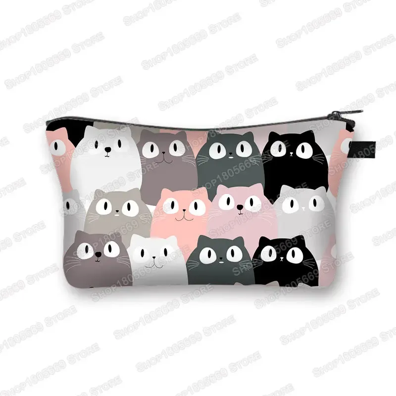 kawaii dessin animé chat chien trousse à cosmétiques mignon chaton chiot sacs de maquillage femmes sacs de toilette pochette rouge à lèvres pochette fille sac à cosmétiques