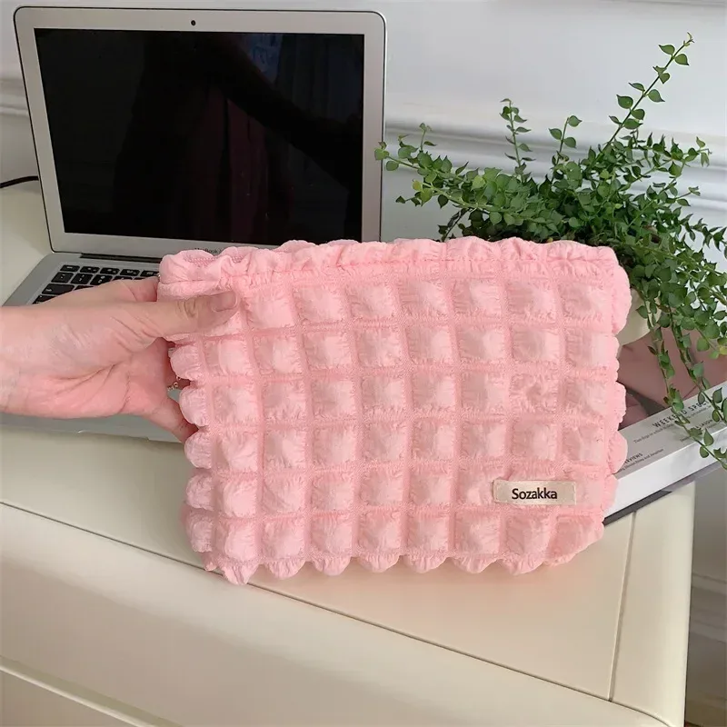 sac à cosmétiques couleur bonbon pour filles, mode coréenne, pochette de rangement de maquillage de grande capacité, sacs de maquillage à fermeture éclair, pochette rose, étui de beauté