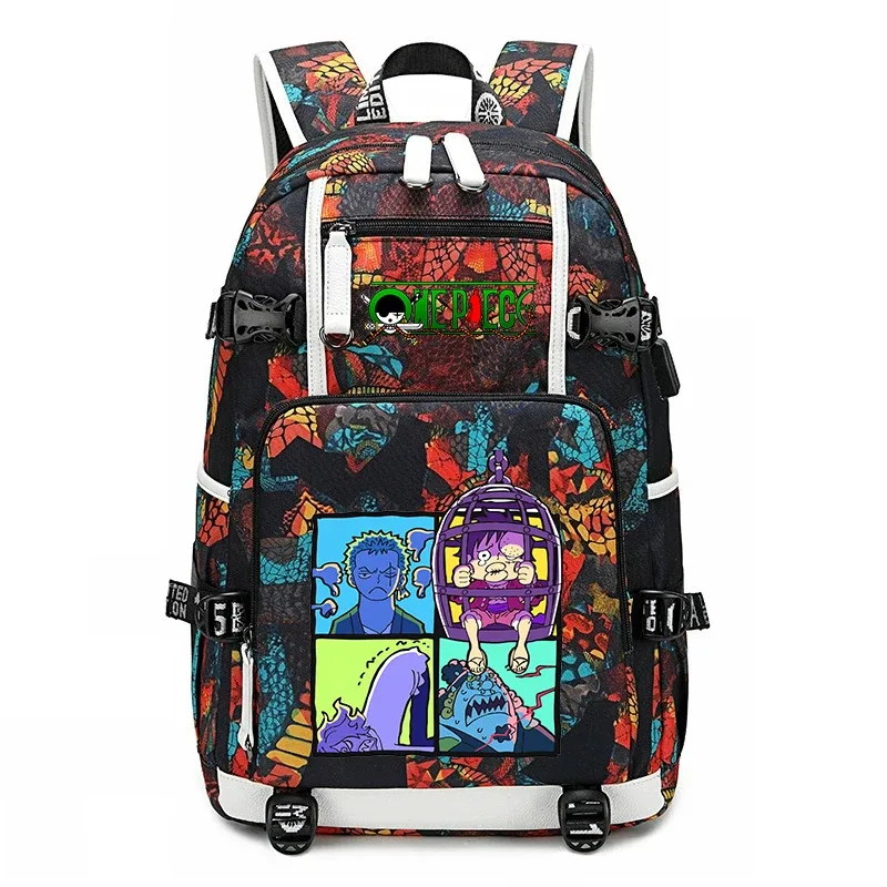 sac à dos d'école imprimé one piece zoro, sac à livres de grande capacité pour étudiants, pour enfants et adolescents