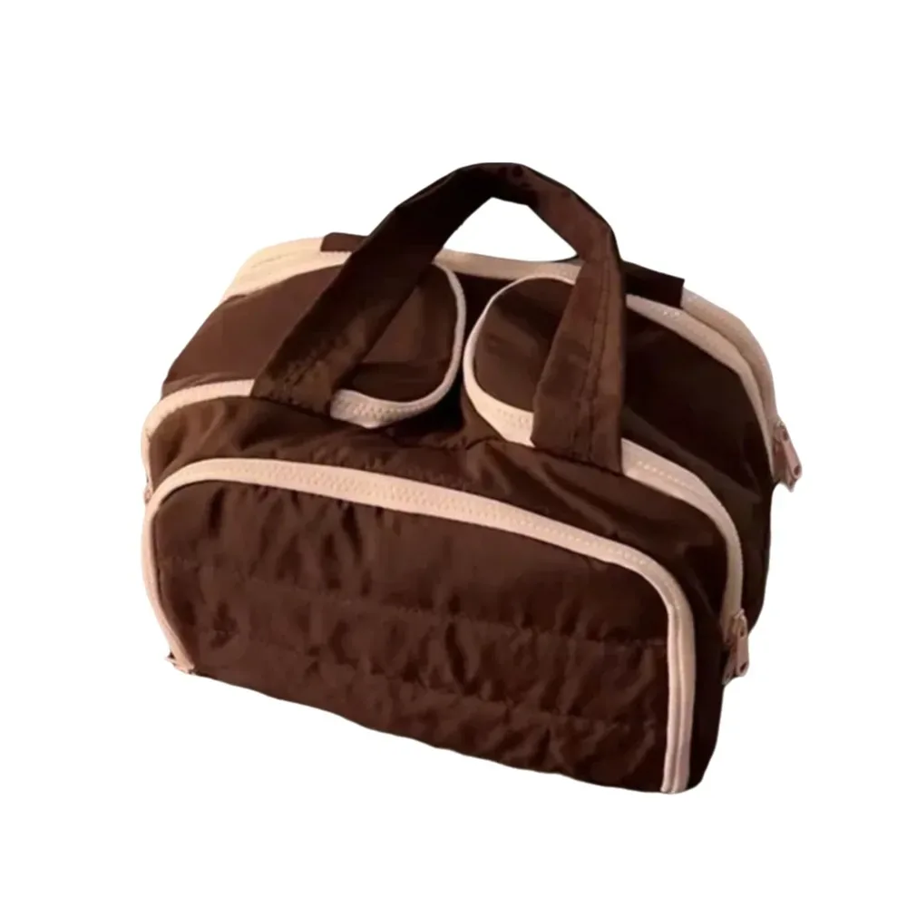 sac de toilette de voyage multi-poches avec fermeture éclair, poignée confortable, compartiments séparés pour articles secs et humides, ouverture double face