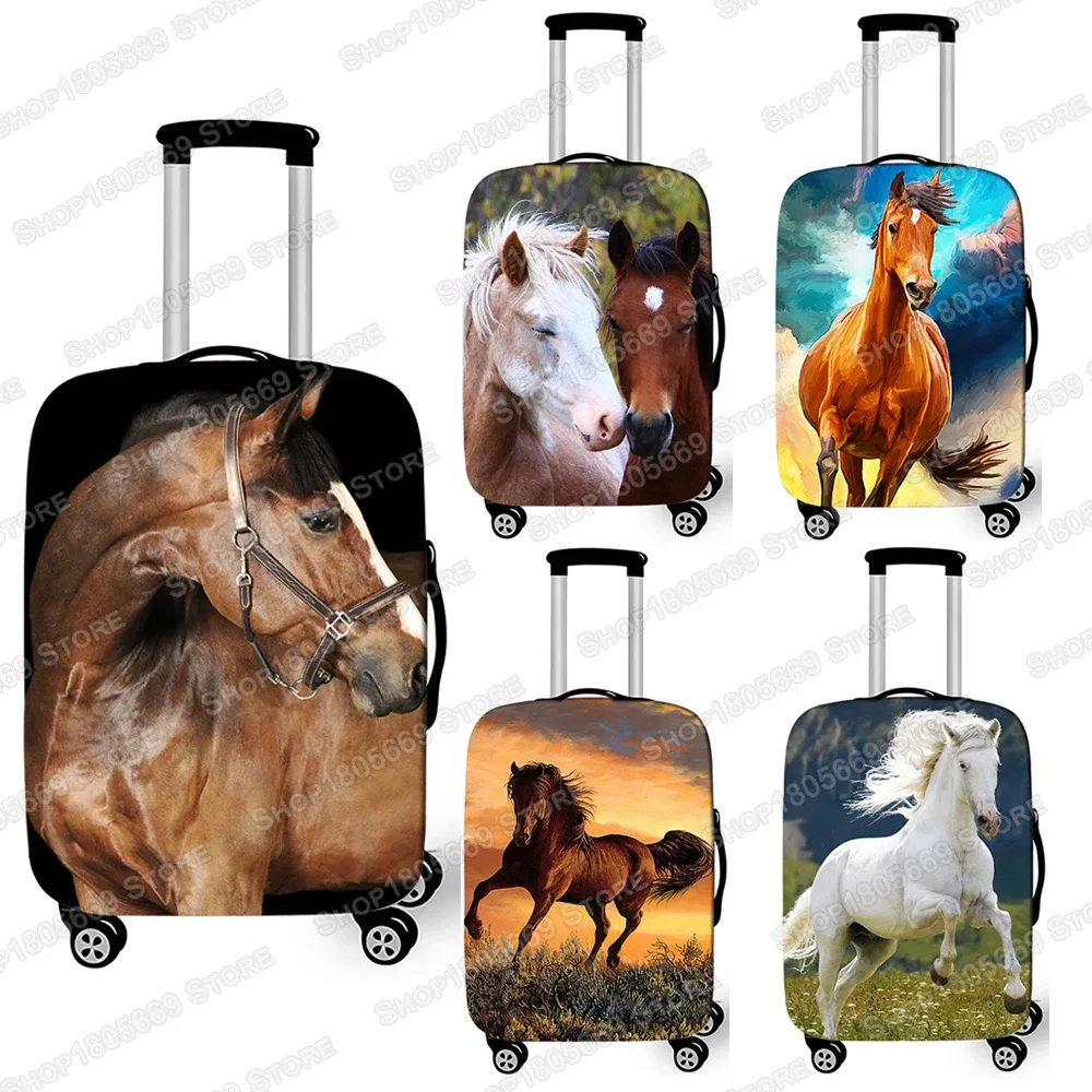 juste de bagage imprimée animal et cheval, housses de valise à roulettes élastiques, anti-poussière, accessoir